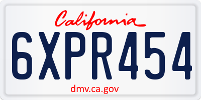CA license plate 6XPR454