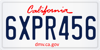 CA license plate 6XPR456