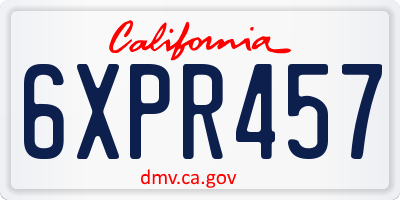 CA license plate 6XPR457