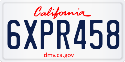 CA license plate 6XPR458