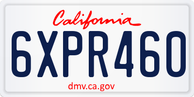 CA license plate 6XPR460