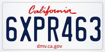 CA license plate 6XPR463