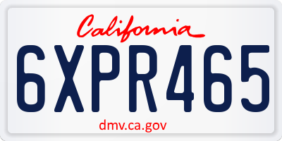 CA license plate 6XPR465