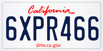 CA license plate 6XPR466