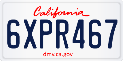 CA license plate 6XPR467
