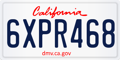 CA license plate 6XPR468