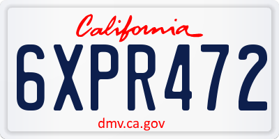 CA license plate 6XPR472