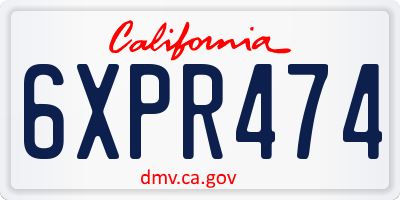CA license plate 6XPR474