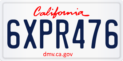 CA license plate 6XPR476