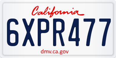 CA license plate 6XPR477