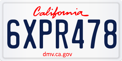 CA license plate 6XPR478