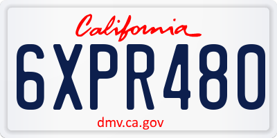 CA license plate 6XPR480