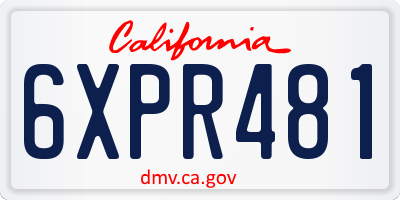 CA license plate 6XPR481