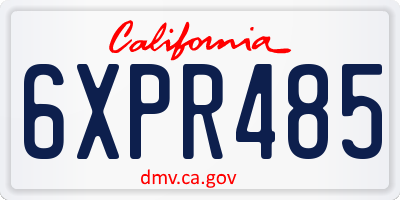 CA license plate 6XPR485