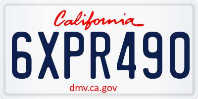 CA license plate 6XPR490