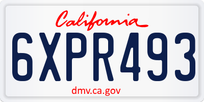CA license plate 6XPR493