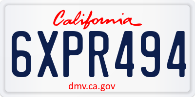 CA license plate 6XPR494