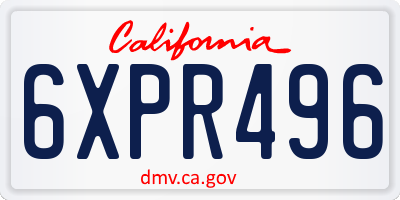 CA license plate 6XPR496