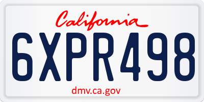 CA license plate 6XPR498