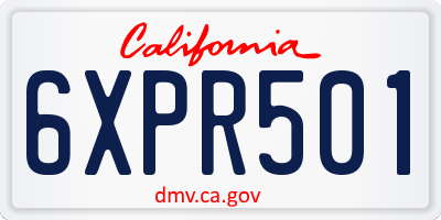 CA license plate 6XPR501