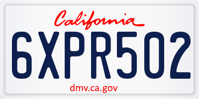 CA license plate 6XPR502
