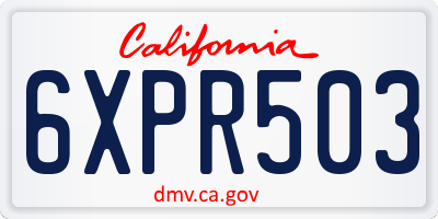 CA license plate 6XPR503