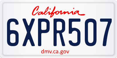 CA license plate 6XPR507