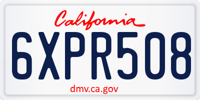 CA license plate 6XPR508