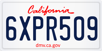 CA license plate 6XPR509