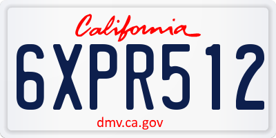 CA license plate 6XPR512
