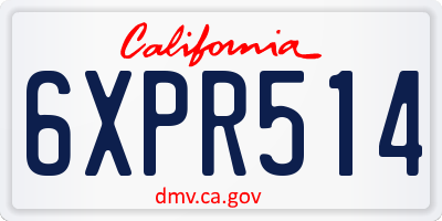 CA license plate 6XPR514