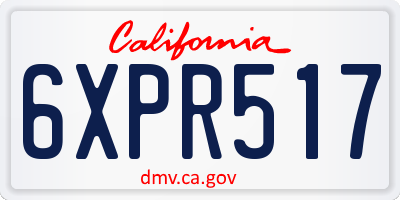 CA license plate 6XPR517
