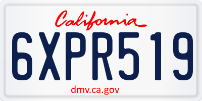 CA license plate 6XPR519