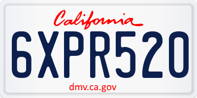 CA license plate 6XPR520