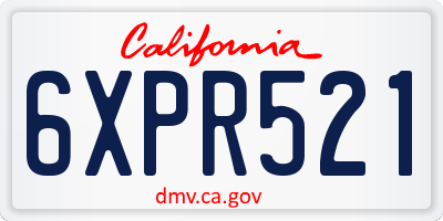 CA license plate 6XPR521