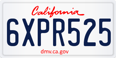 CA license plate 6XPR525