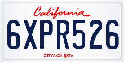 CA license plate 6XPR526