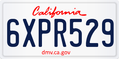 CA license plate 6XPR529