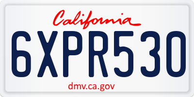 CA license plate 6XPR530