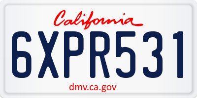 CA license plate 6XPR531