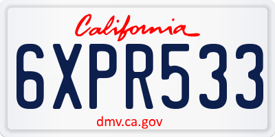 CA license plate 6XPR533