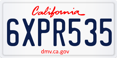 CA license plate 6XPR535