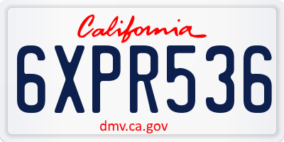 CA license plate 6XPR536