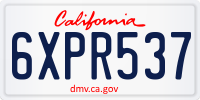CA license plate 6XPR537
