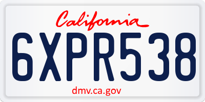 CA license plate 6XPR538