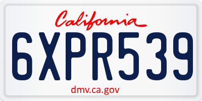 CA license plate 6XPR539