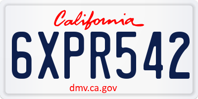 CA license plate 6XPR542