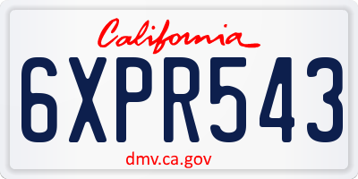 CA license plate 6XPR543