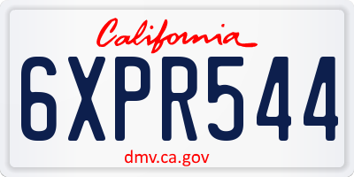 CA license plate 6XPR544