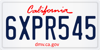 CA license plate 6XPR545